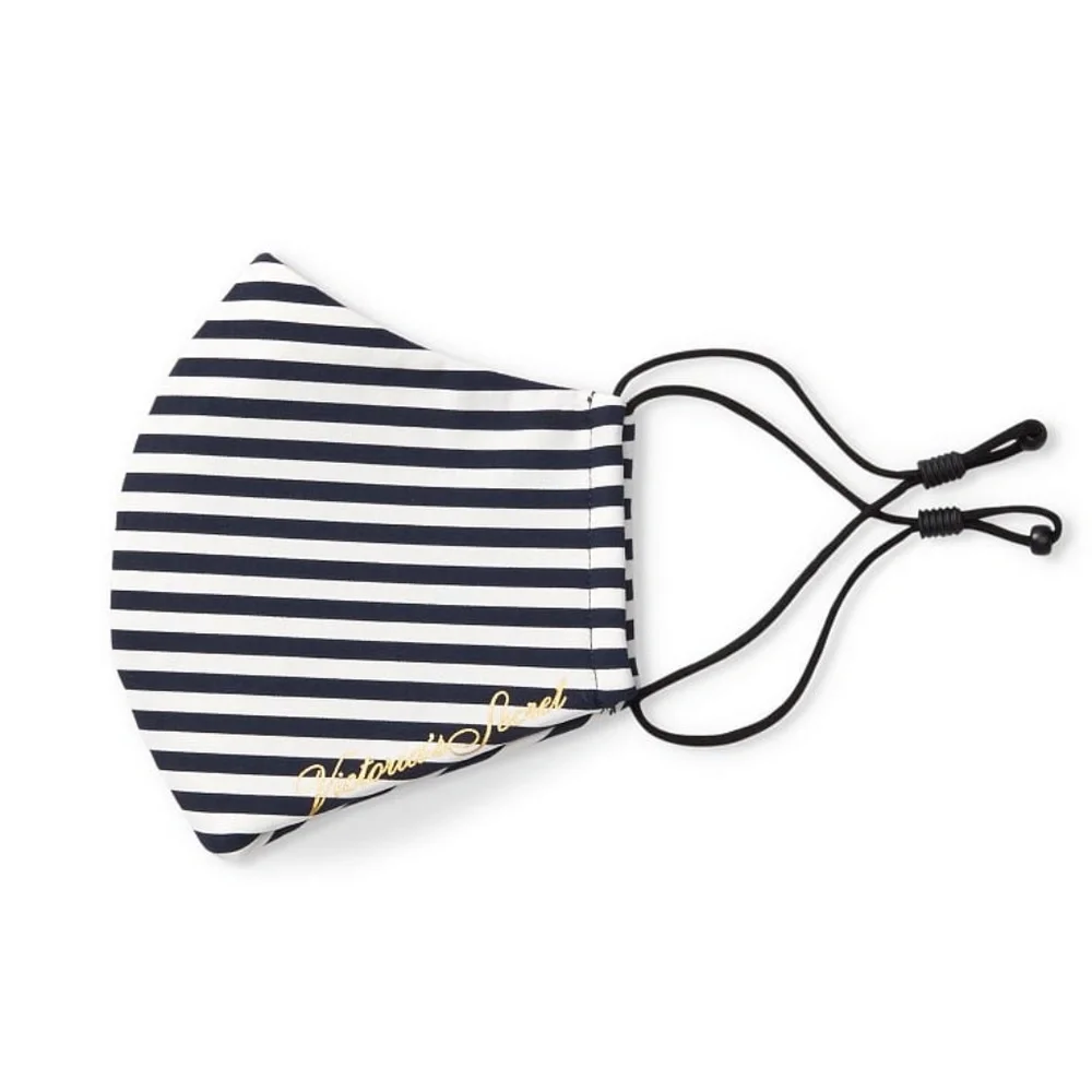 Victoria's Secret Reusable Face Mask Black White Stripes NEW